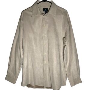 REACTION KENNETH Cole Shirt, Tan, Suede Textured Feels Size 16 34-35 L